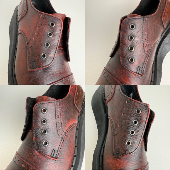 Vintage Dr. Martens Oxblood Ruboff Red Black Wingtip Wedge Oxfords UK 4 - Picture 16 of 16
